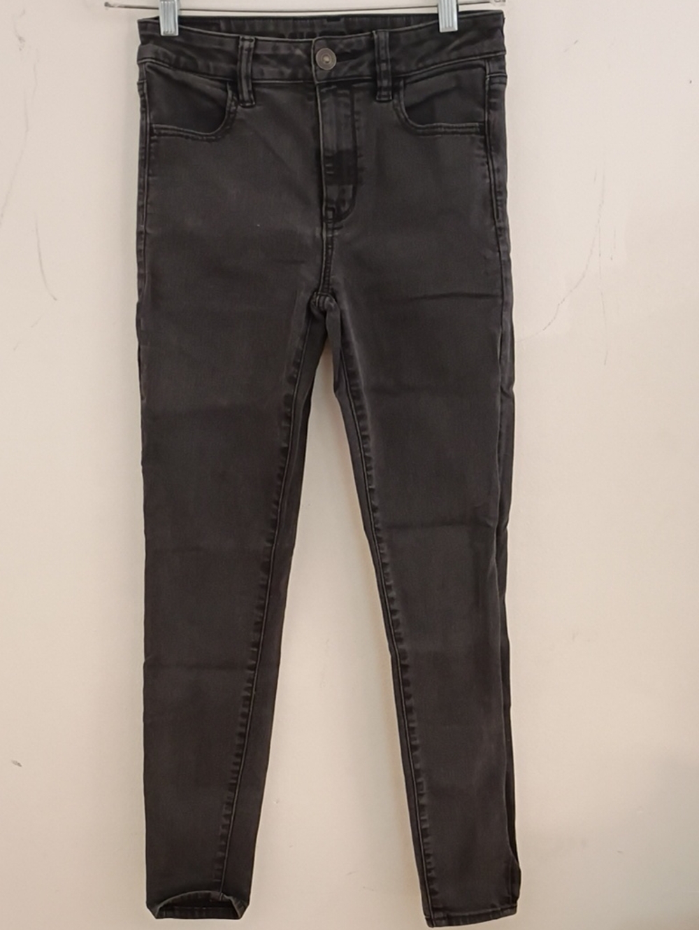American Eagle Outfitters Washed Black High-Rise Skinny Jeans